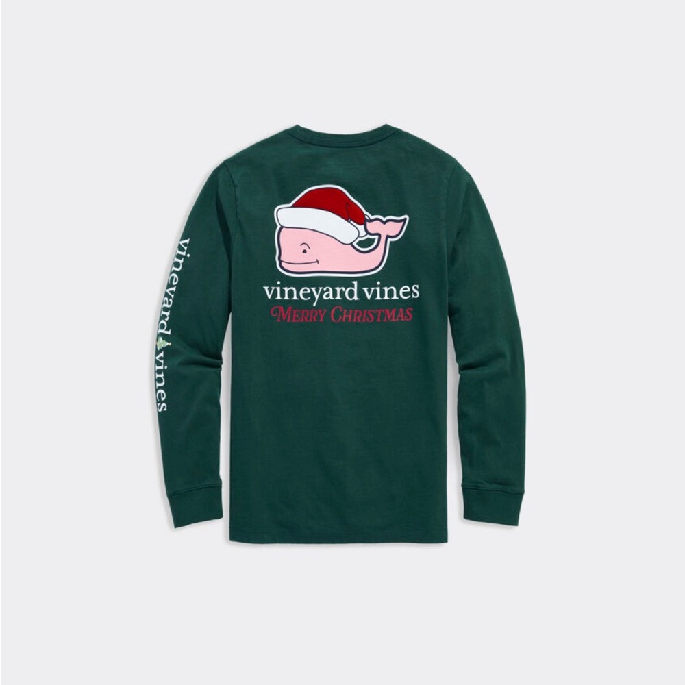 Vineyard Vines Boys' Flocked Santa Whale Long-Sleeve 
Pocket Tee